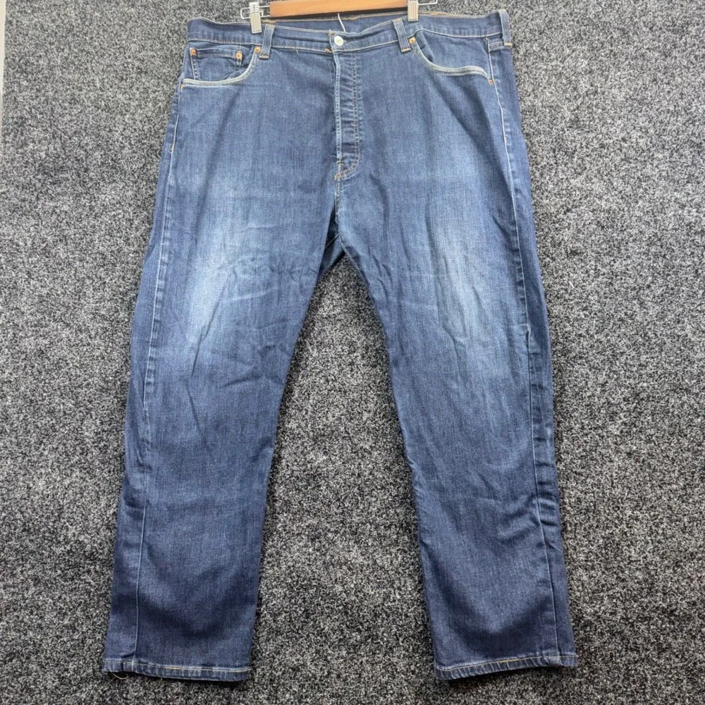 Levis 501 Regular‎ Straight Jeans Mens 44x30 Medium Wash Blue Denim Button Fly